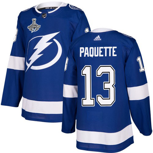 Men Adidas Tampa Bay Lightning #13 Cedric Paquette Blue Home Authentic 2020 Stanley Cup Champions Stitched NHL Jersey->tampa bay lightning->NHL Jersey